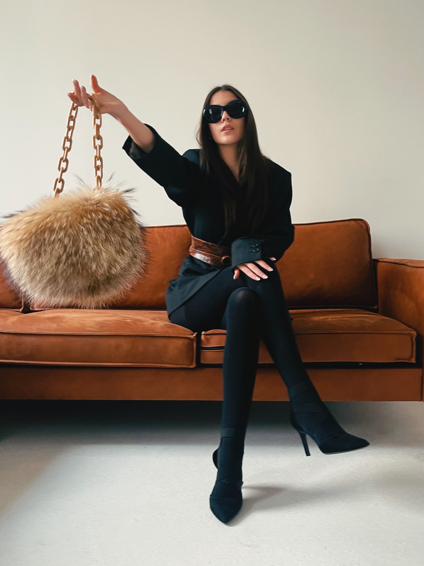 Stylish natural fur handbag for women