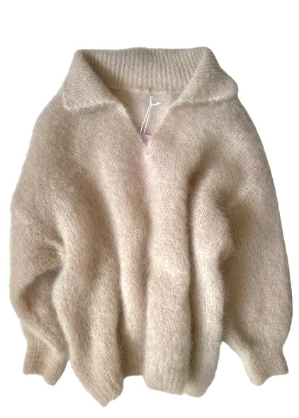 Warm the creamy colour woman sweater