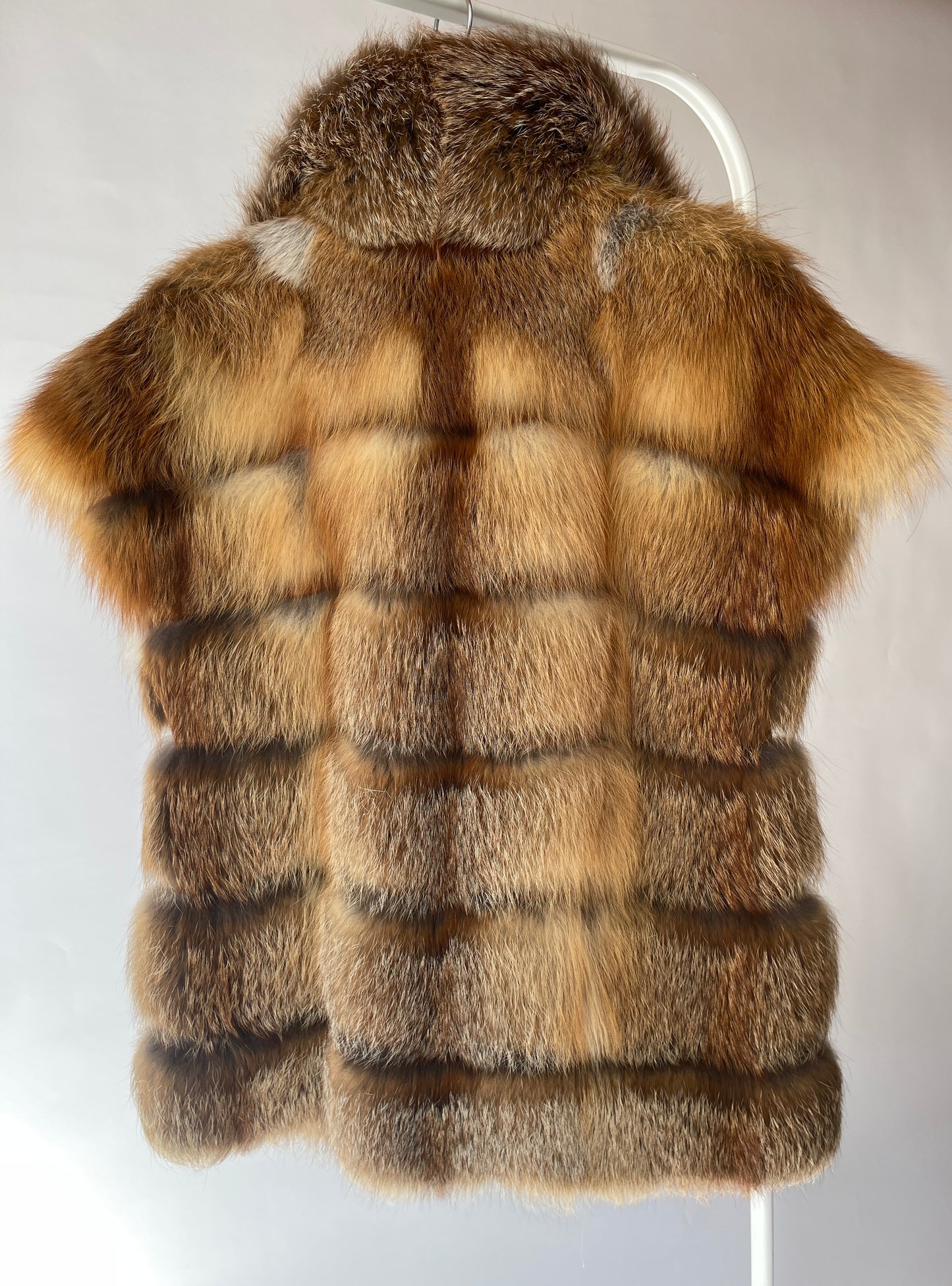 One size fits all fox fur kimono vest