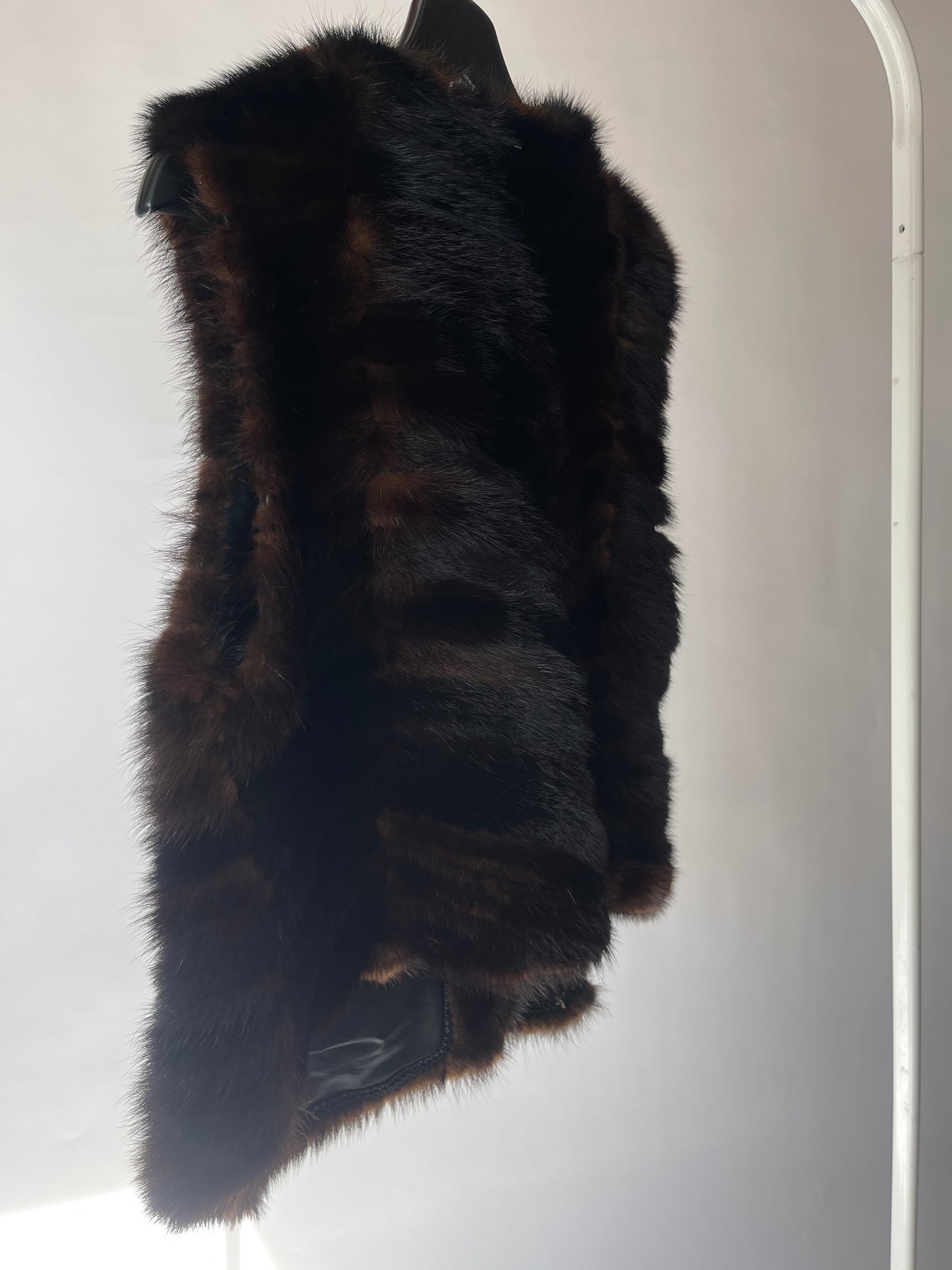 Vintage Style Real Fur Vest - Handmade Brown Waistcoat