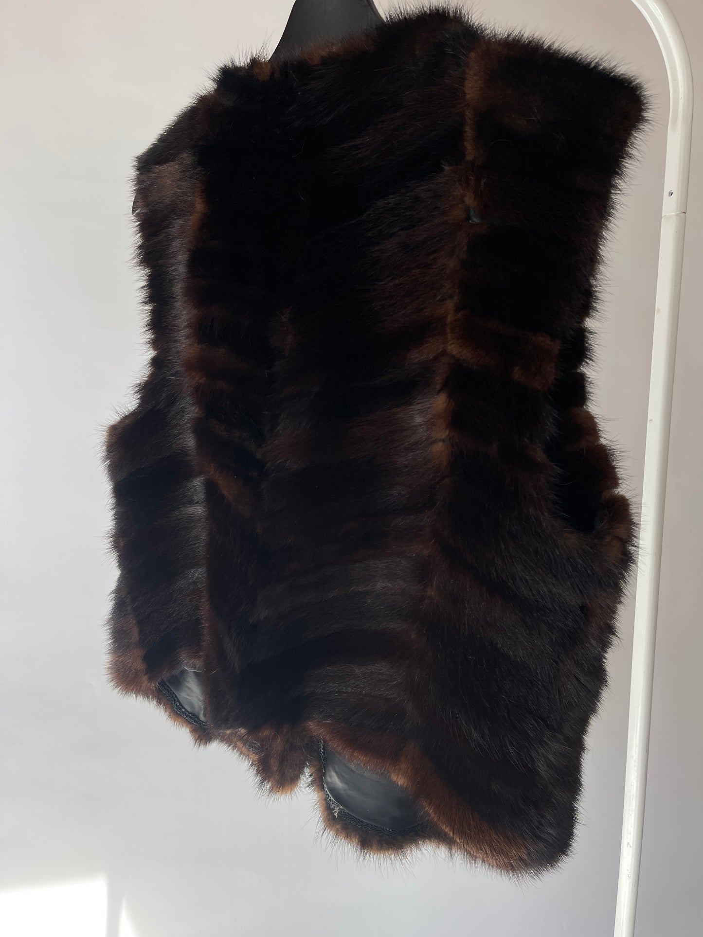 Vintage Style Real Fur Vest - Handmade Brown Waistcoat
