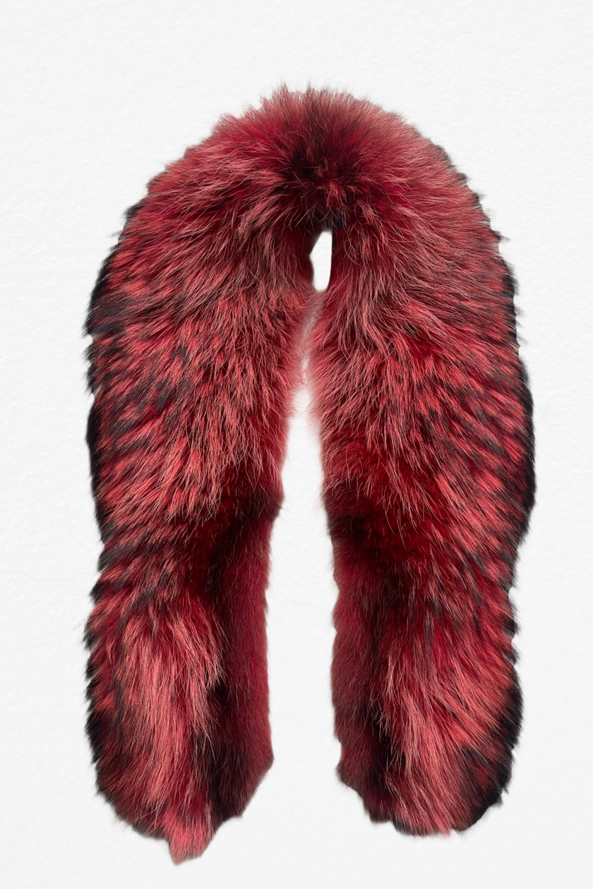 Bright red colour real fur cape - collar