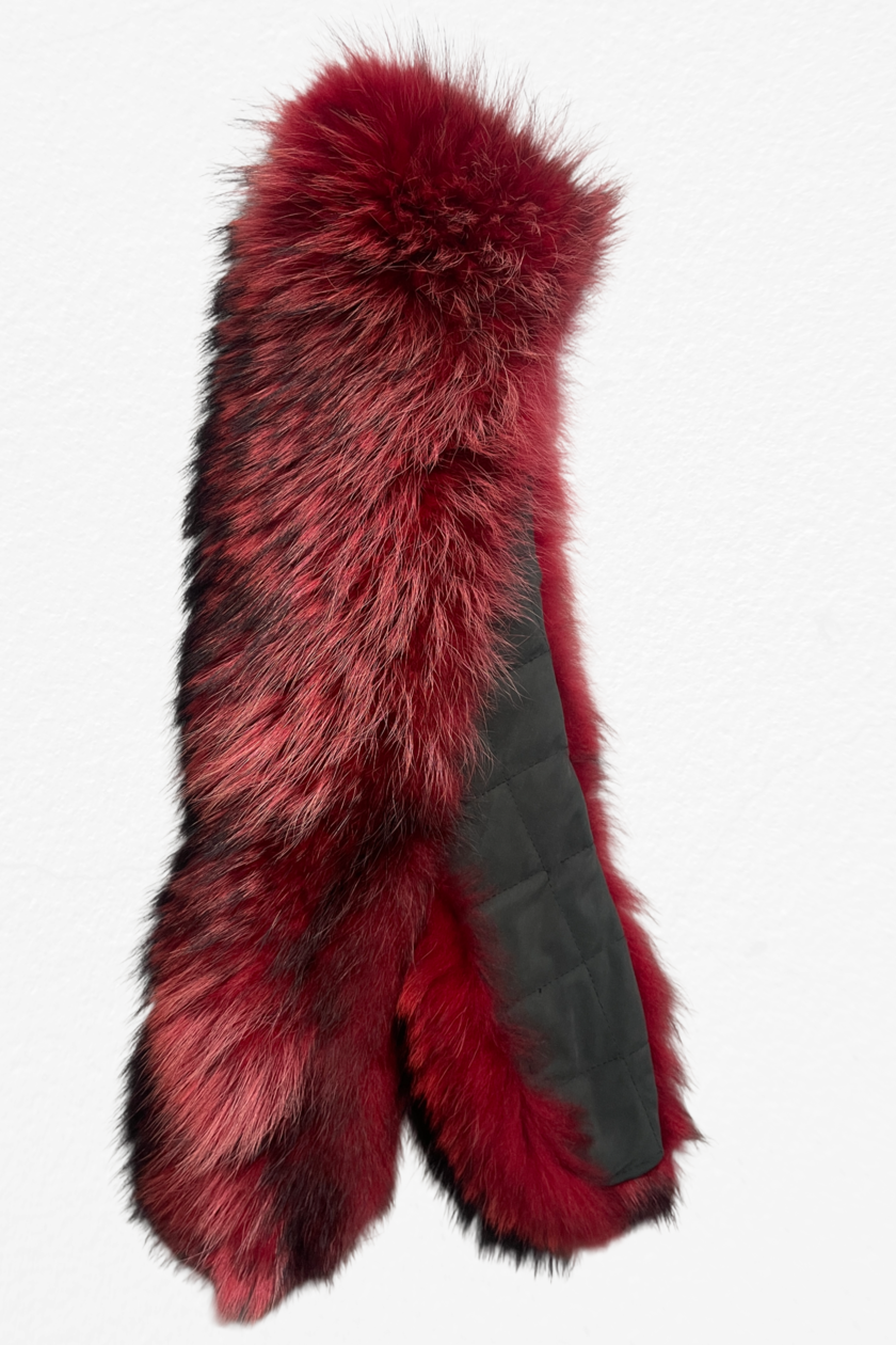 Bright red colour real fur cape - collar