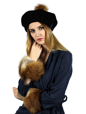 Fox fur wristbands - cuffs set