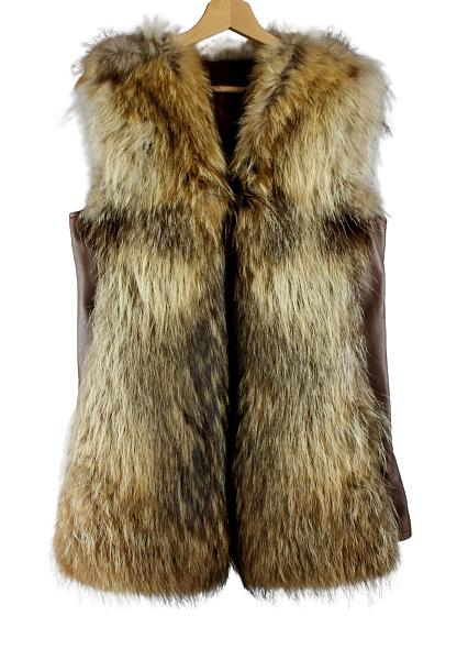 Vintage stiliaus usūrinio šuns liemenė su natūralios odos intarpais šonuose