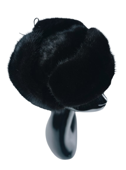 Dažyta juodai audinės kailio vyriška kepurė "Unisex" žieminė kepurė 