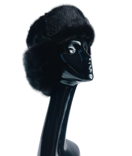 Dažyta juodai audinės kailio vyriška kepurė "Unisex" žieminė kepurė 