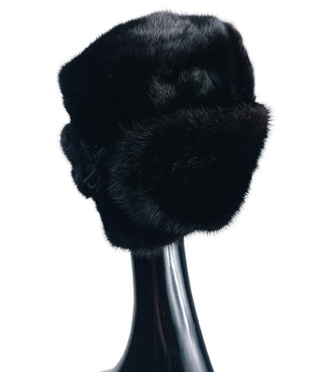 Dažyta juodai audinės kailio vyriška kepurė "Unisex" žieminė kepurė 