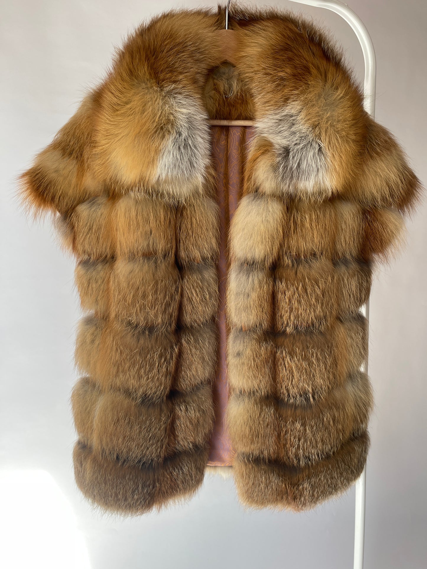 One size fits all fox fur kimono vest