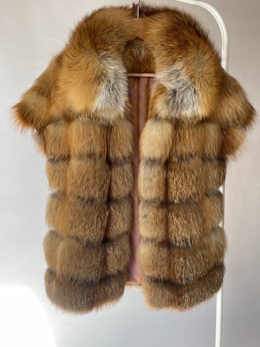 One size fits all fox fur kimono vest