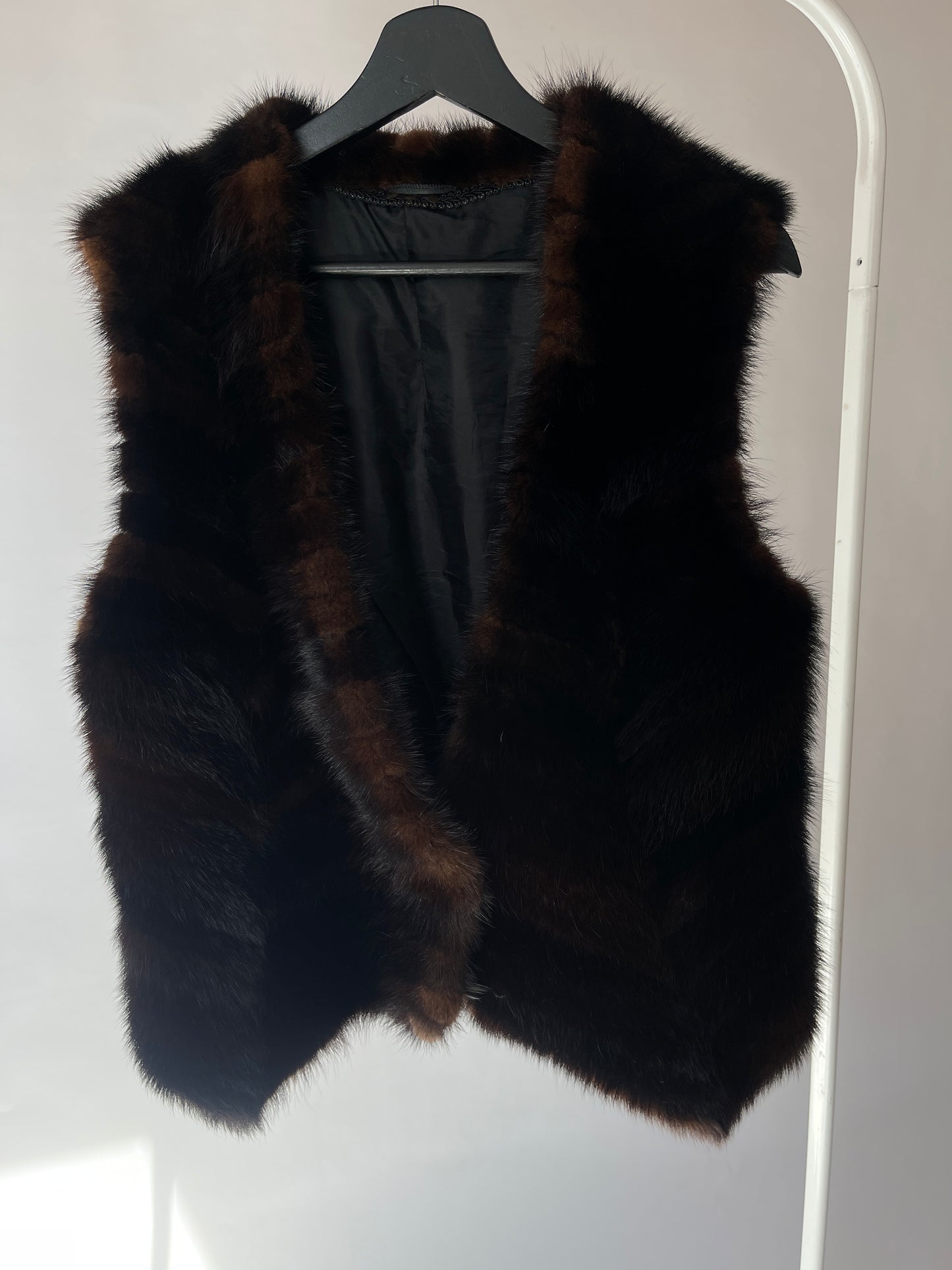 Vintage Style Real Fur Vest - Handmade Brown Waistcoat