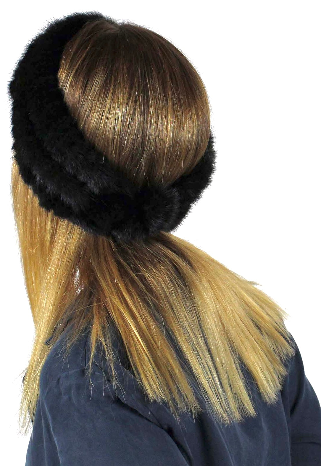 Megzta audinės kailio galvos juosta ir šalikėlis